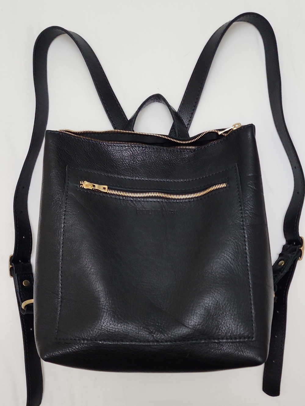Portland Leather Goods Large Tote Backpack Black Leather